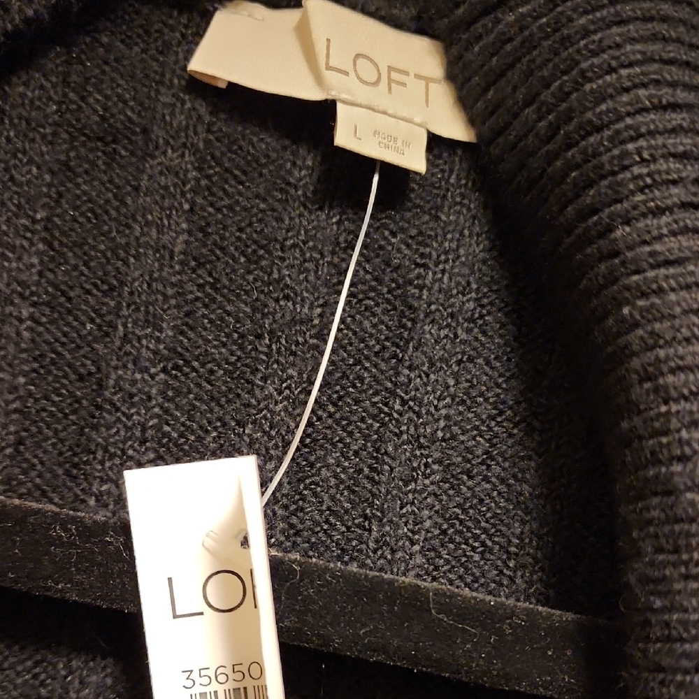 Black Ribbed Open Front Cardigan - Picture 2 of 5